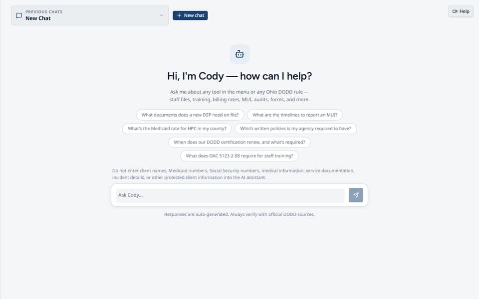 Ask Cody in DODD Agency Pro