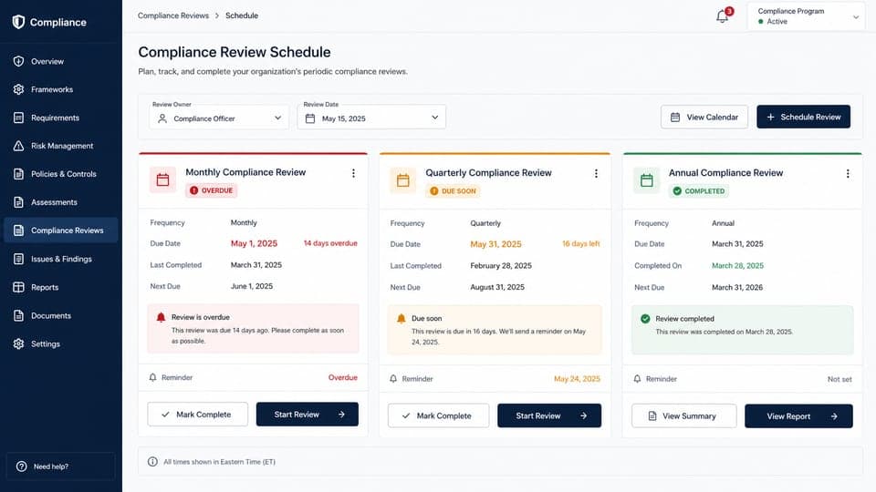 Compliance Review in DODD Agency Pro