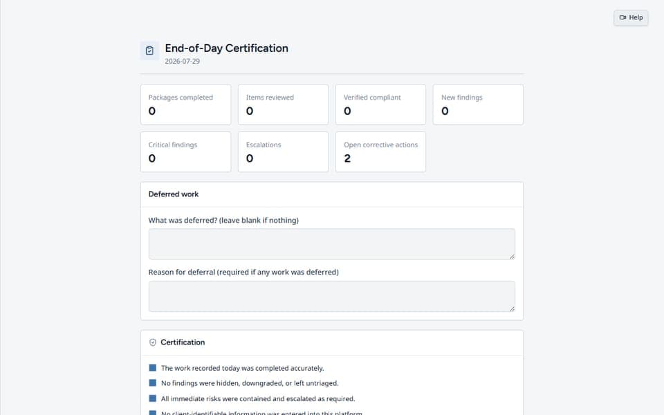 End-of-Day Certification in DODD Agency Pro