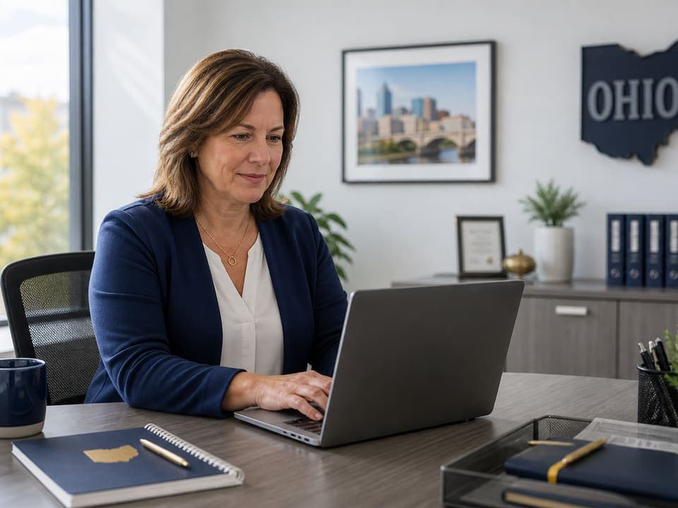 Compliance officer logging in at their desk