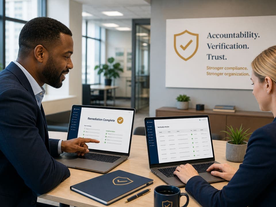 Two people independently verifying a correction